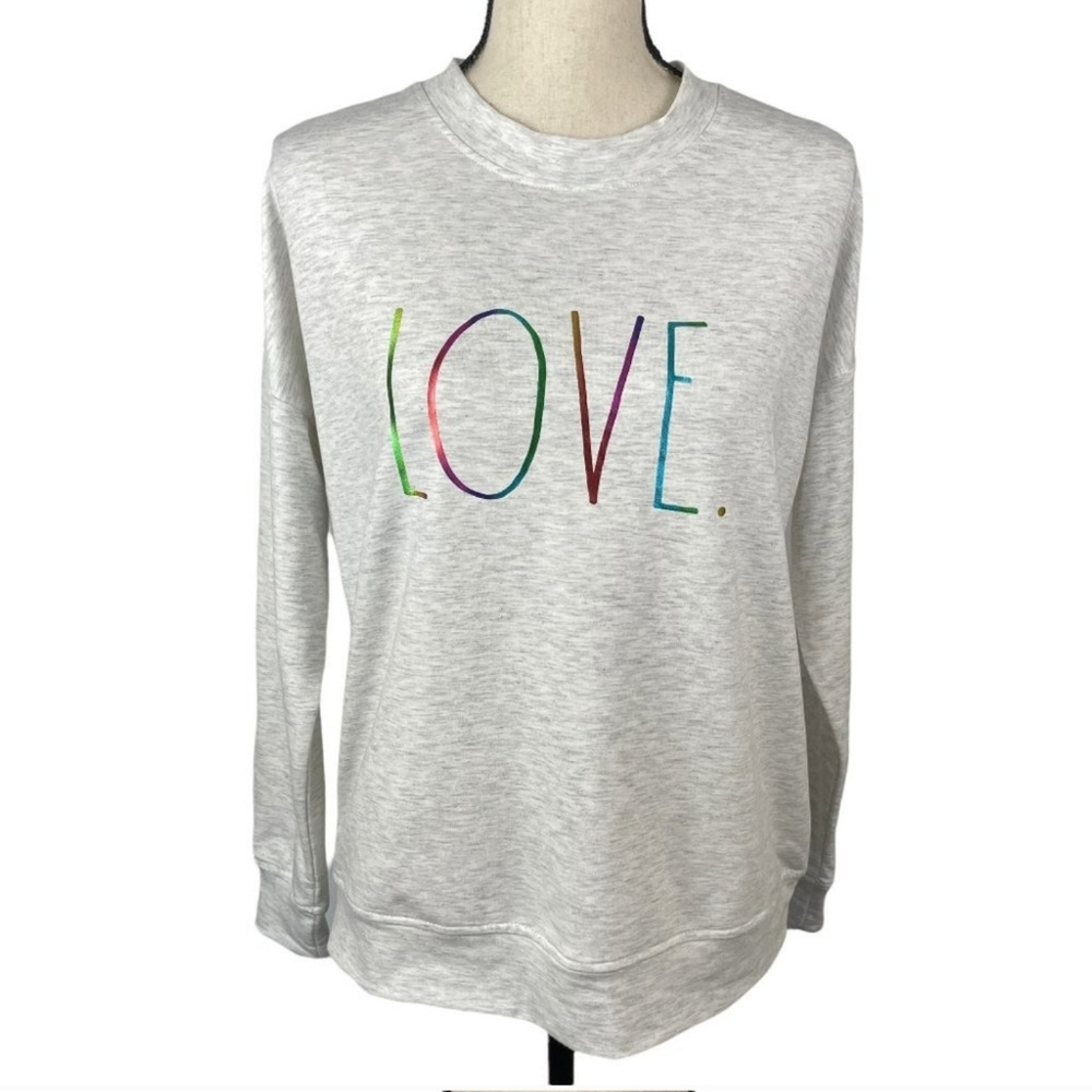 Rae Dunn Light Gray Love Graphic Sweater